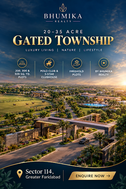 Bhumika Plots Sector 114 Faridabad - gated plotted township with wide roads and central park